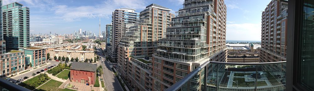 a view of liberty village from balcony of condo